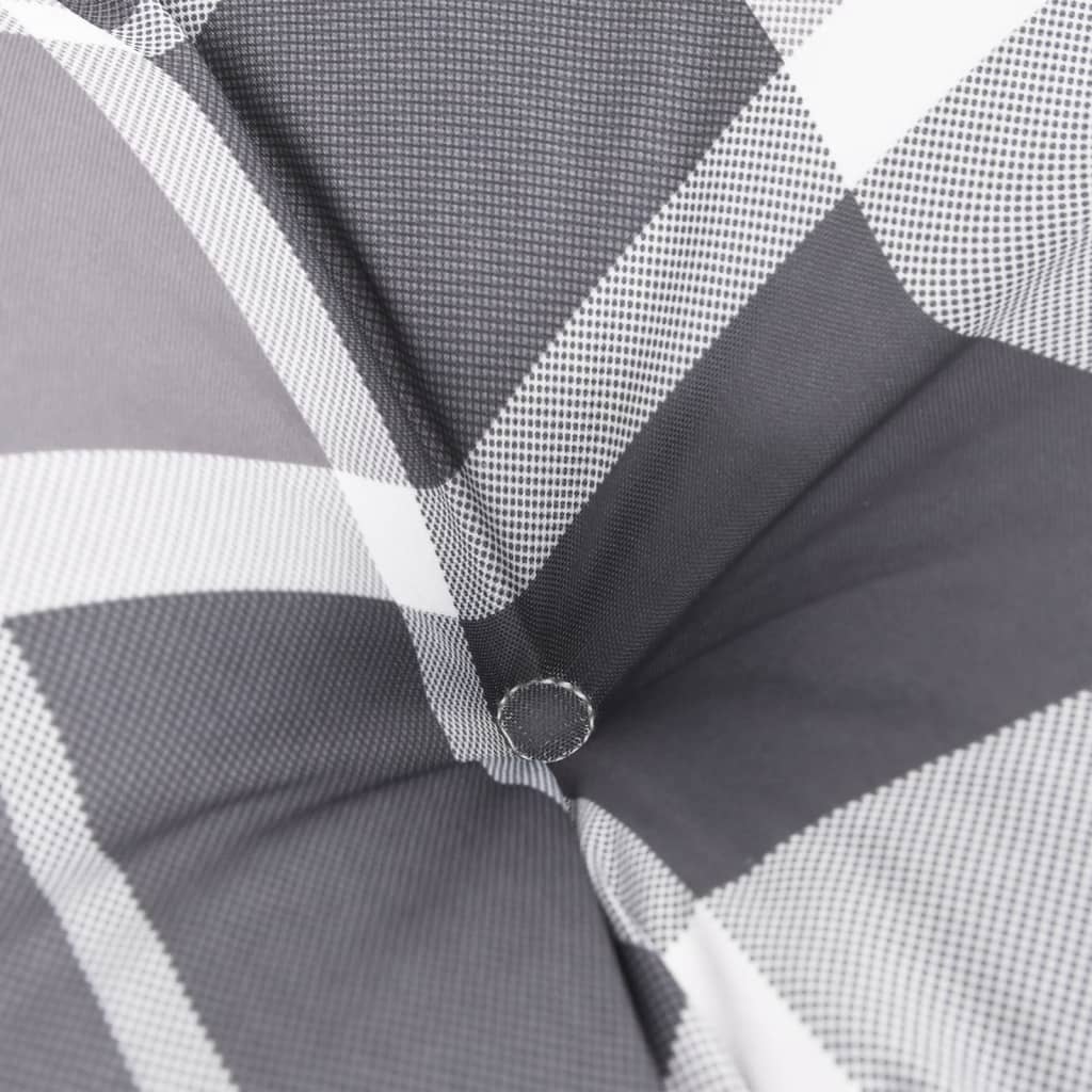 Low-Back Cushion Pads 4 pcs Grey Plaid Oxford Fabric
