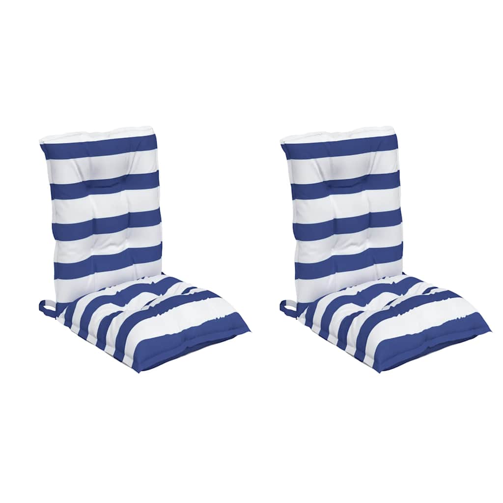Low-back cushions 2 pcs. Blue White Striped Oxford Fabric