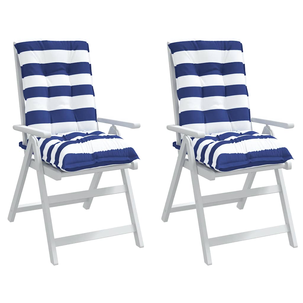 Low-back cushions 2 pcs. Blue White Striped Oxford Fabric