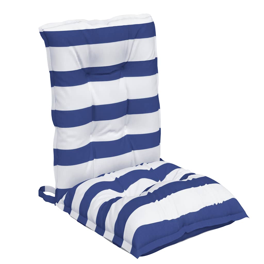 Low-back cushions 2 pcs. Blue White Striped Oxford Fabric