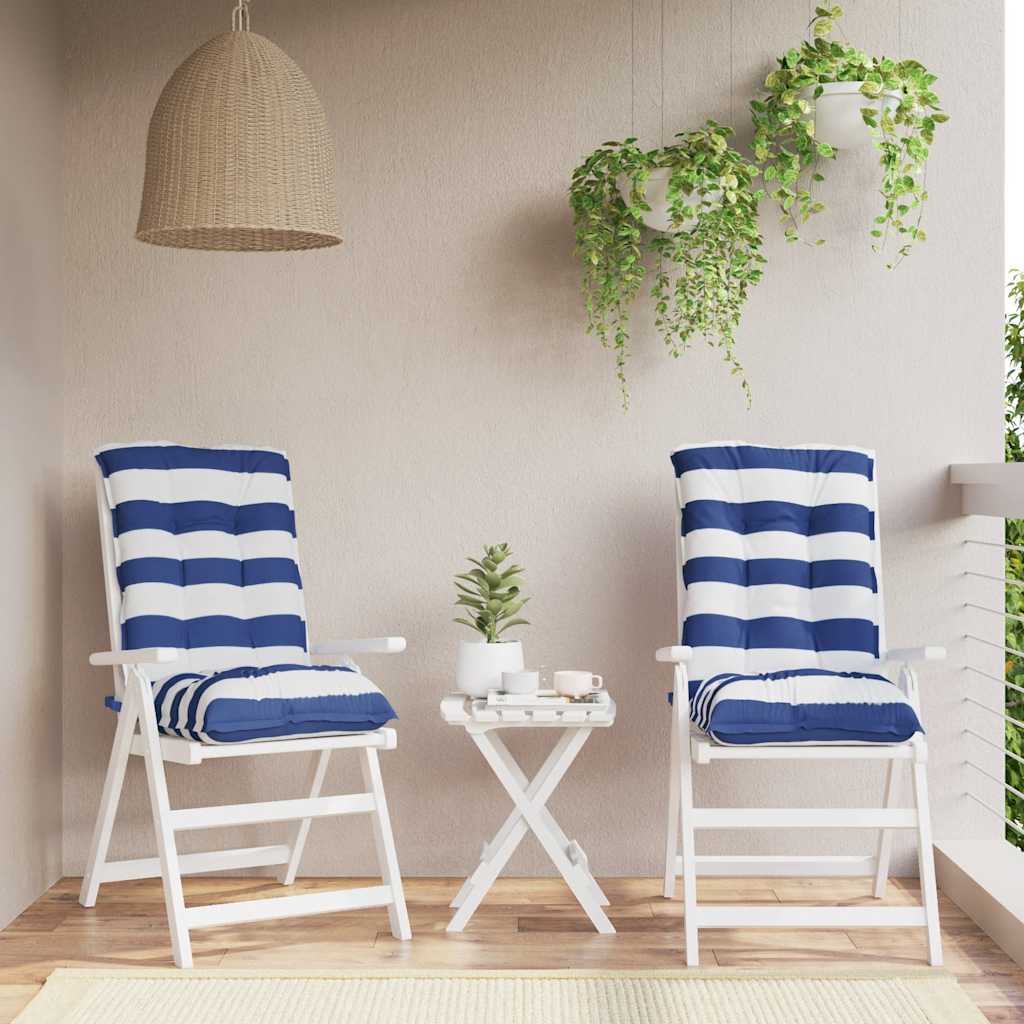 Low-back cushions 2 pcs. Blue White Striped Oxford Fabric