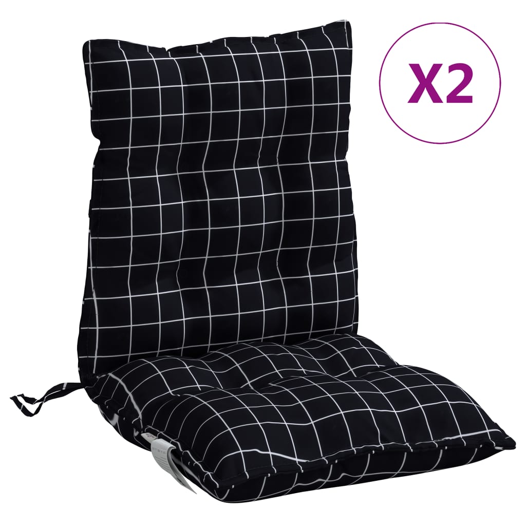 Coussins pour chaises basses 2 pcs Tissu Oxford à carreaux noirs