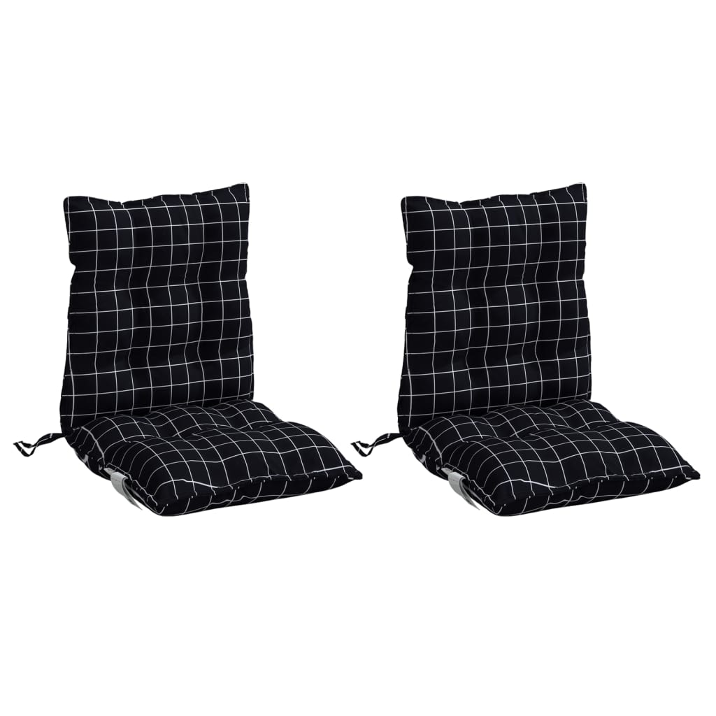 Coussins pour chaises basses 2 pcs Tissu Oxford à carreaux noirs