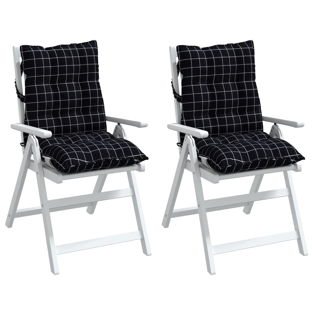 Coussins pour chaises basses 2 pcs Tissu Oxford à carreaux noirs