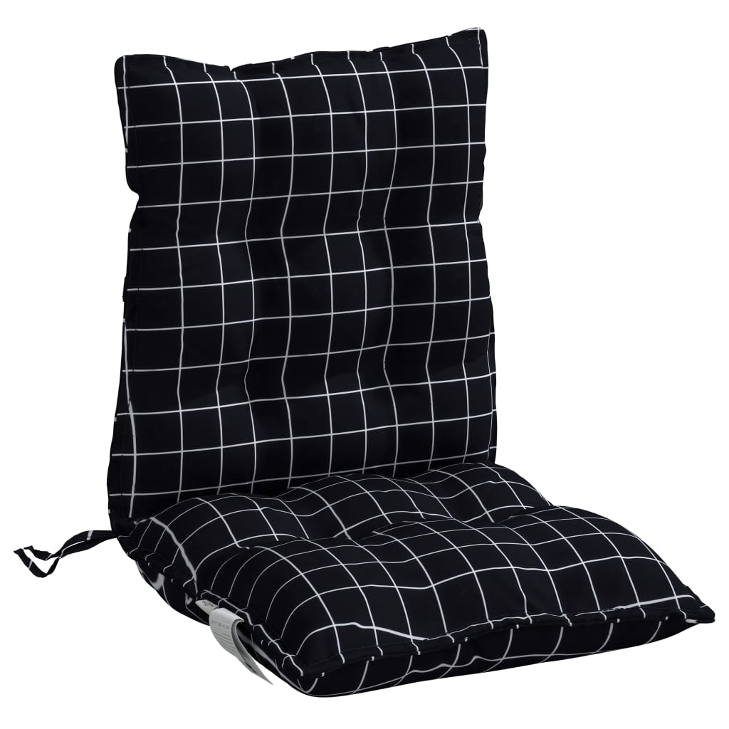 Coussins pour chaises basses 2 pcs Tissu Oxford à carreaux noirs