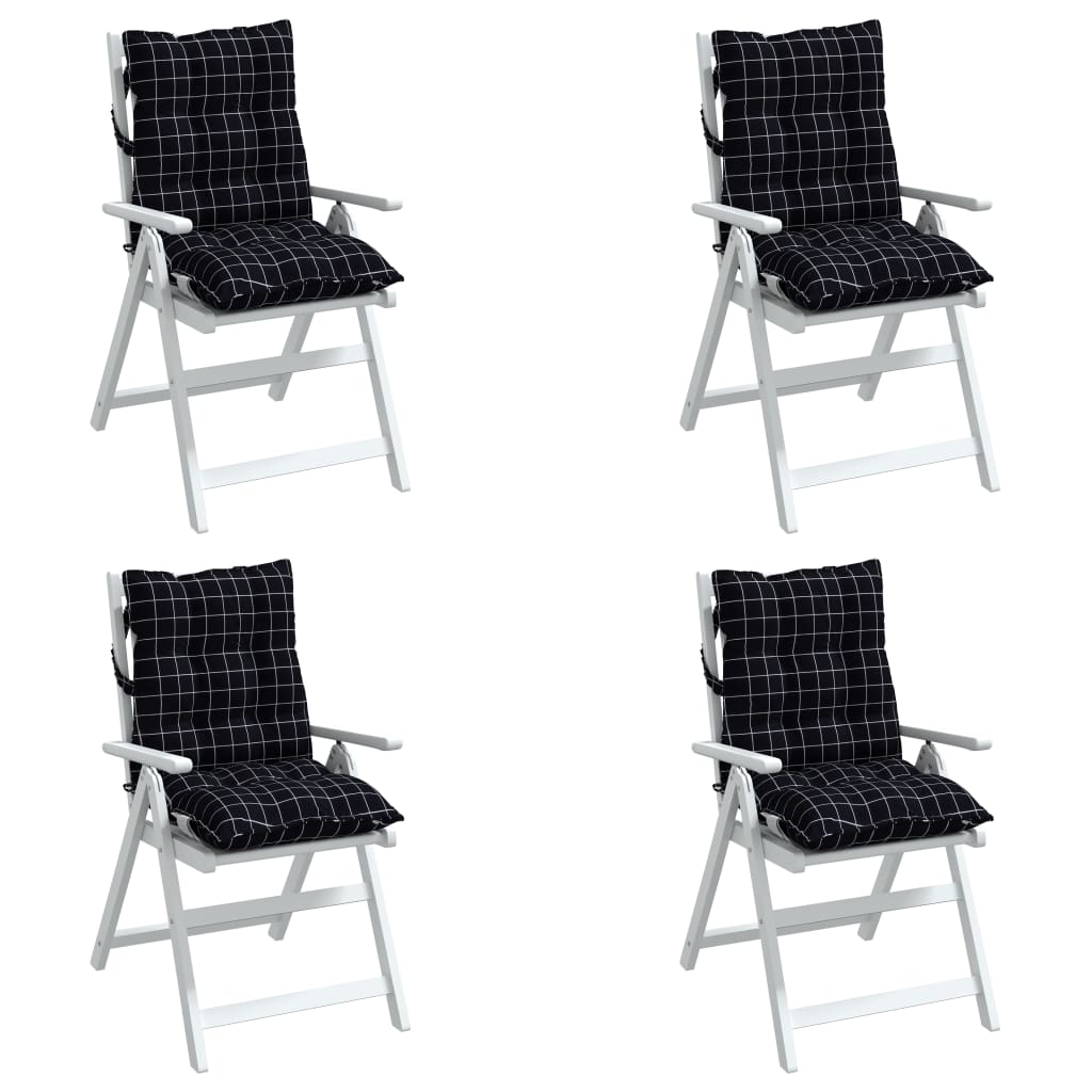 Low-Back Cushion Pads 4 pc. Black Checkered Oxford Fabric