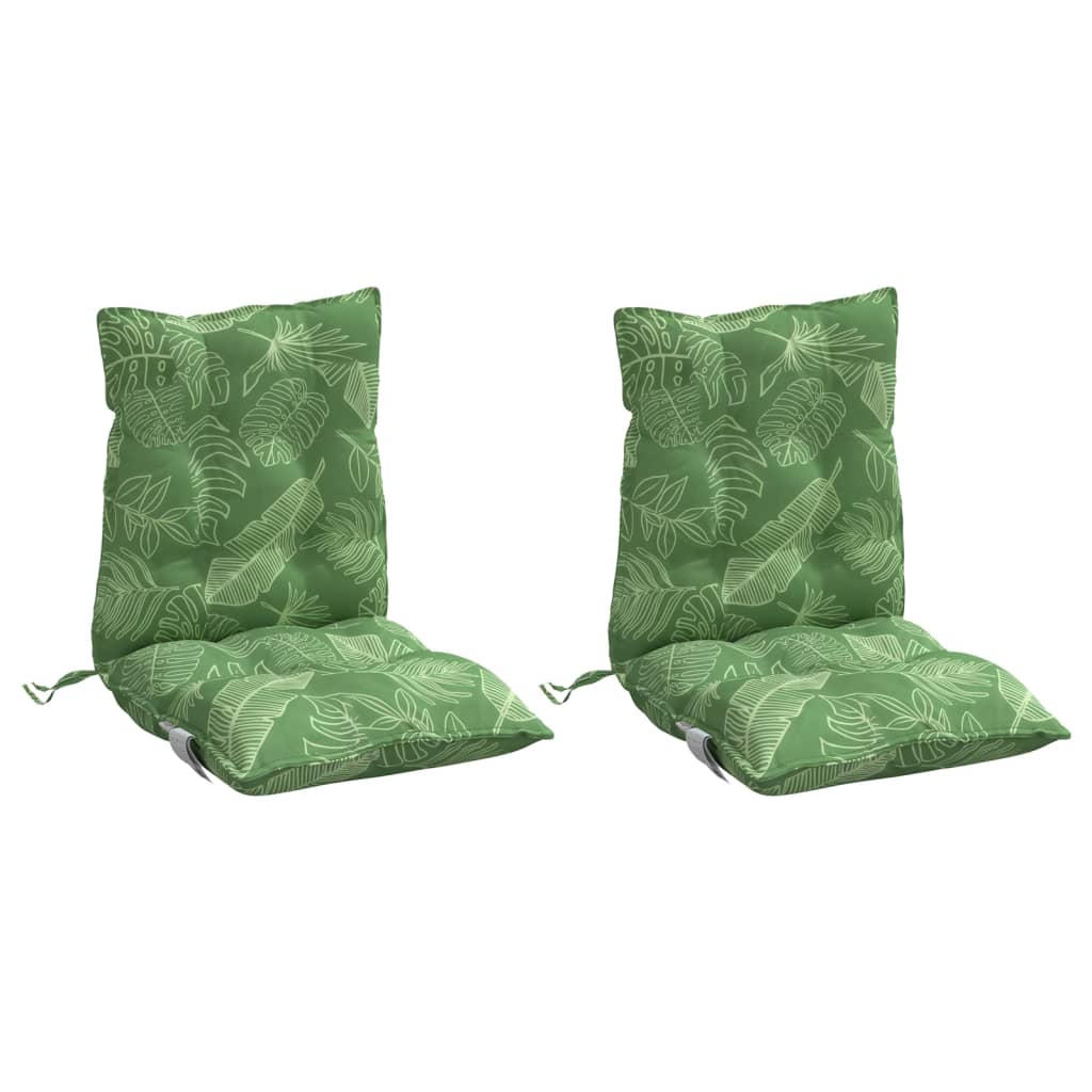 Coussins de chaise basse 2 pcs, motif feuilles, tissu Oxford