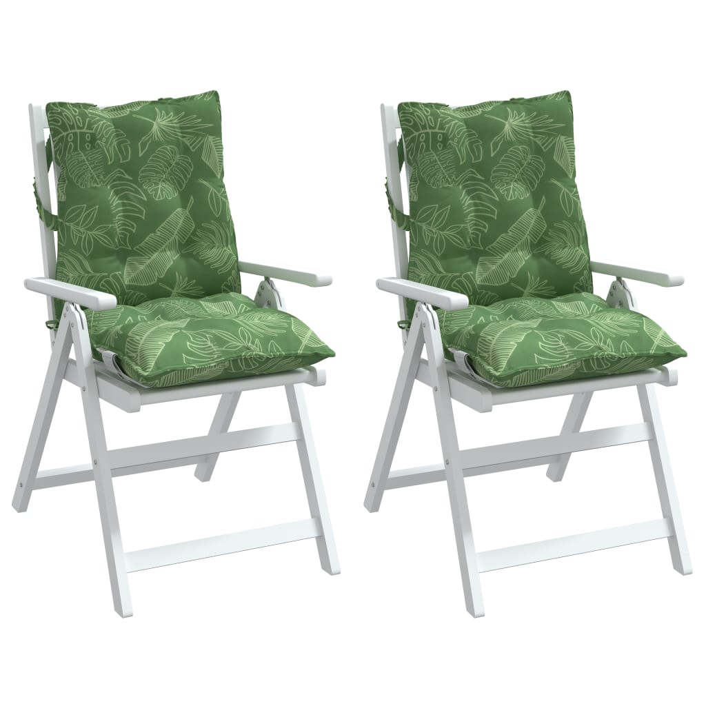 Coussins de chaise basse 2 pcs, motif feuilles, tissu Oxford