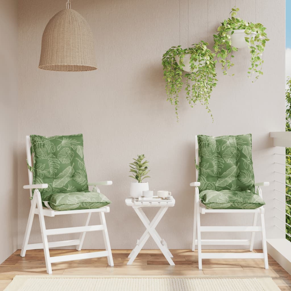 Coussins de chaise basse 2 pcs, motif feuilles, tissu Oxford