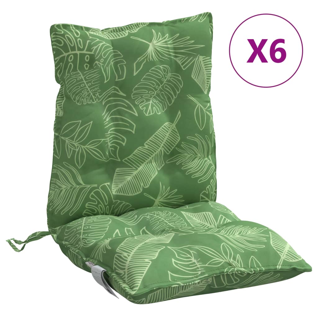 Coussins pour fauteuils bas, 6 pièces, motif feuilles, tissu Oxford