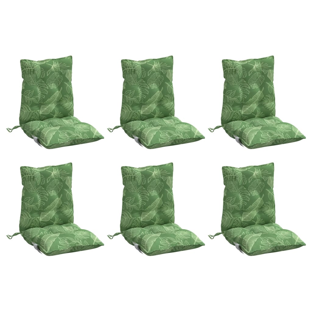 Coussins pour fauteuils bas, 6 pièces, motif feuilles, tissu Oxford