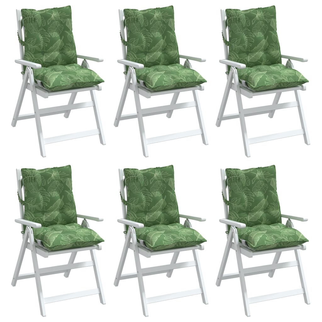 Coussins pour fauteuils bas, 6 pièces, motif feuilles, tissu Oxford