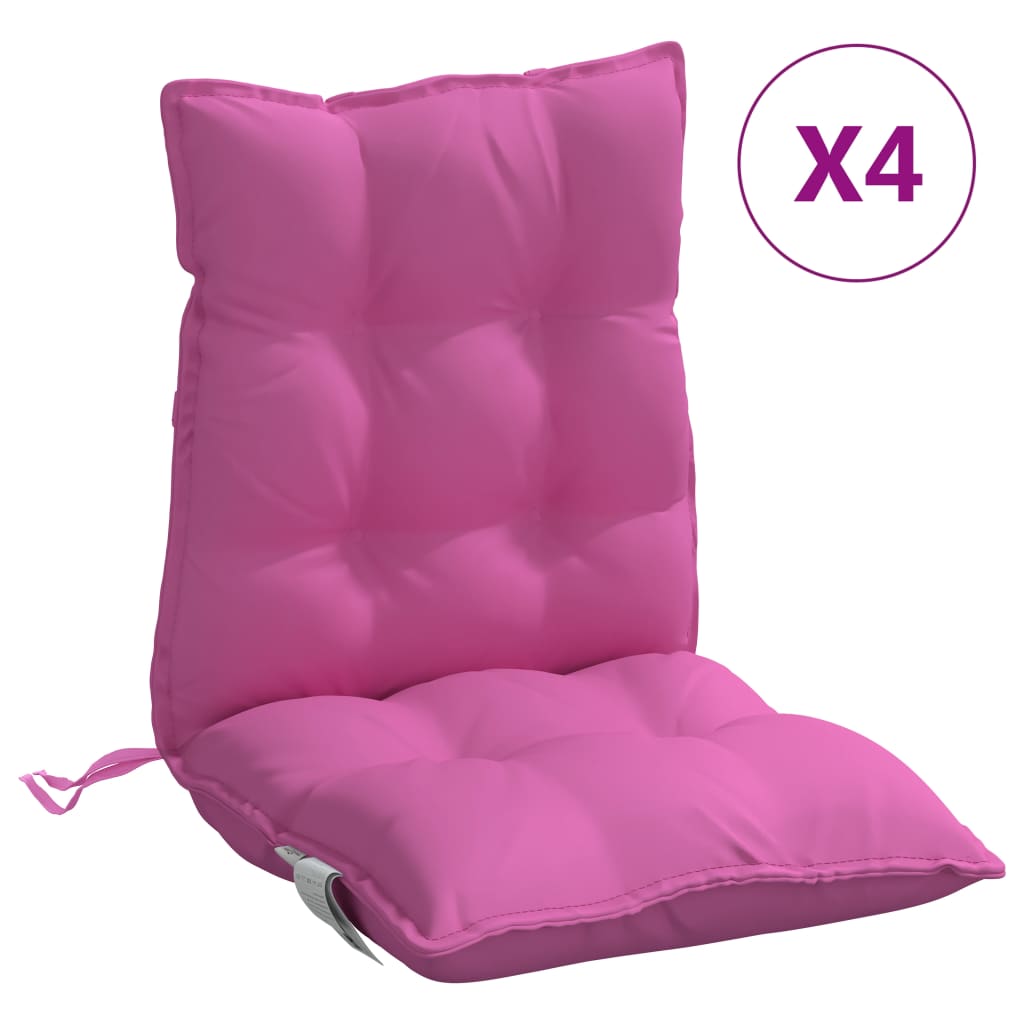 Low-back chair cushions 4 pcs. Pink Oxford fabric
