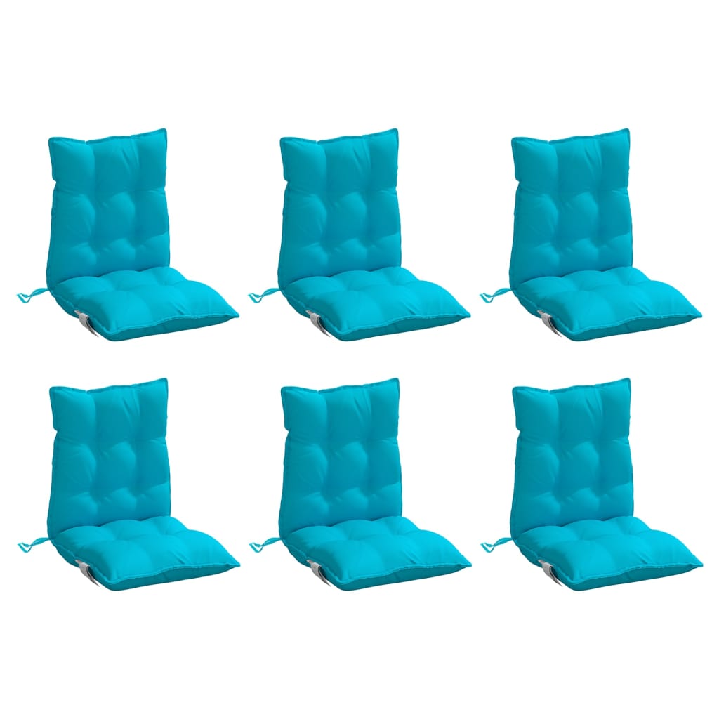 Low-back cushions 6 pcs. Turquoise Oxford fabric