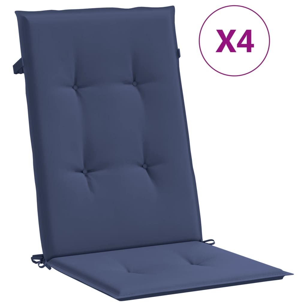 High-Back Cushion Pads 4 pcs. Navy Fabric