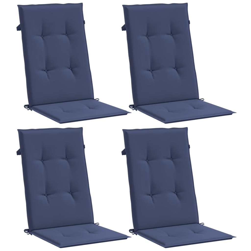High-Back Cushion Pads 4 pcs. Navy Fabric