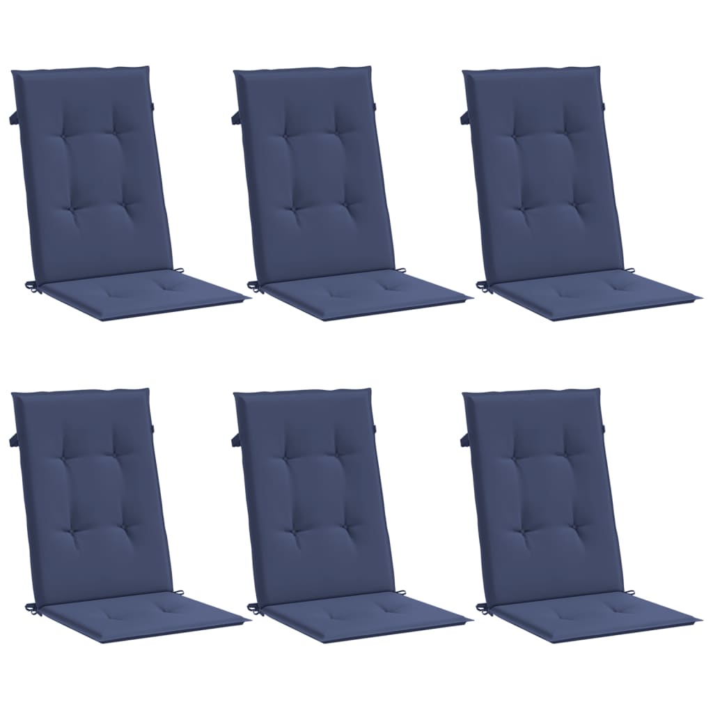 Coussins de dossier haut 6 pces. Tissu bleu marine
