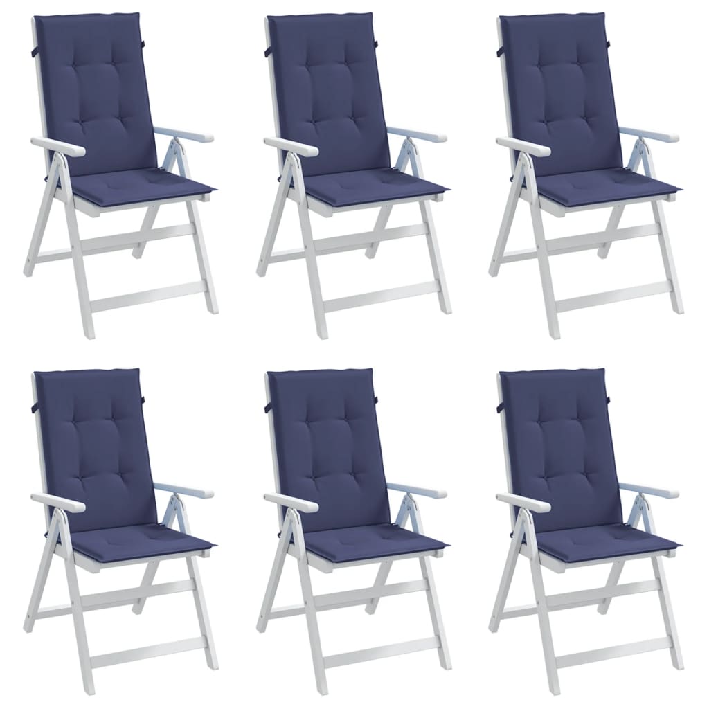 Coussins de dossier haut 6 pces. Tissu bleu marine
