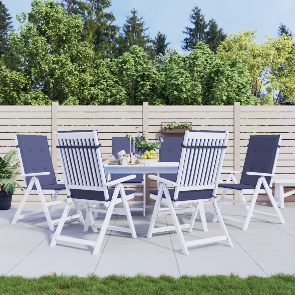 Coussins de dossier haut 6 pces. Tissu bleu marine