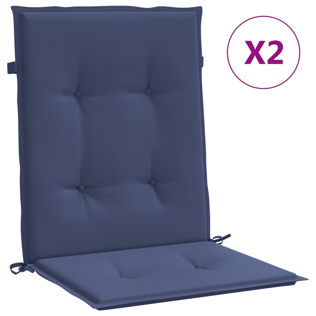 Low-back Cushions 2 pcs. Navy Blue Fabric