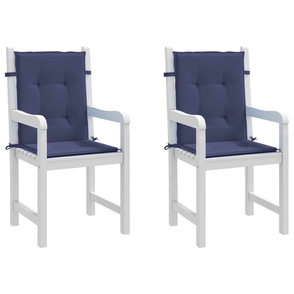 Low-back Cushions 2 pcs. Navy Blue Fabric