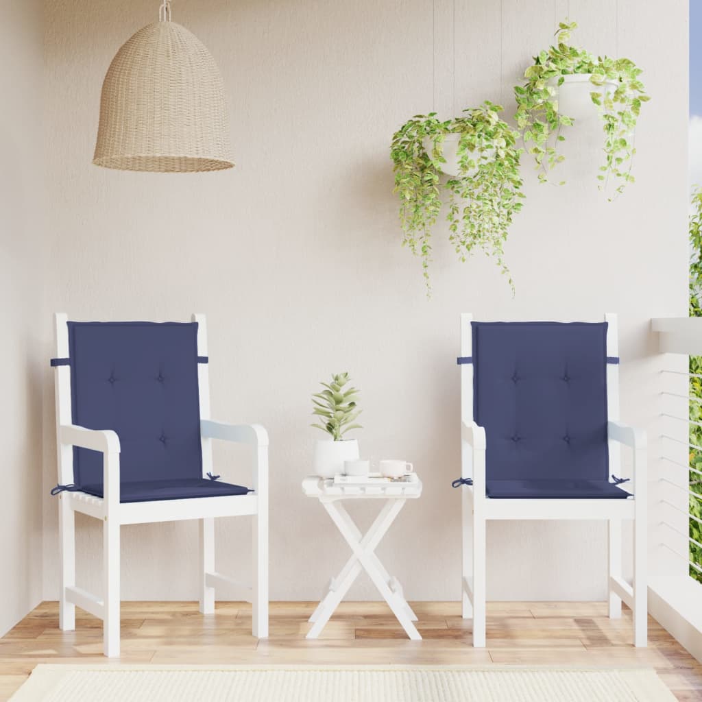 Low-back Cushions 2 pcs. Navy Blue Fabric