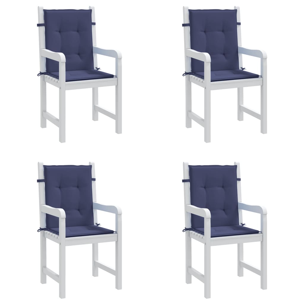 Coussins de dossier bas 4 pcs Tissu bleu marine