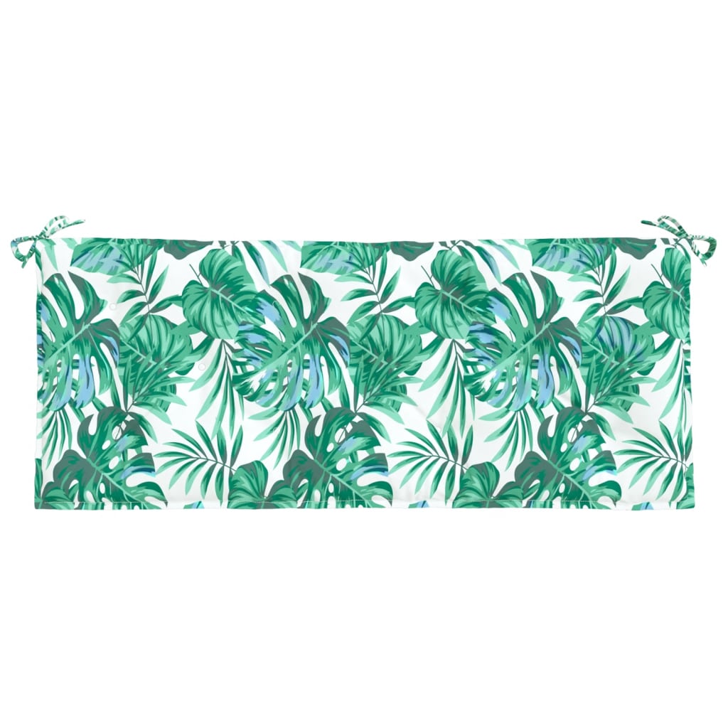 Coussin de banc de jardin à motif de feuilles 120x50x7 cm Tissu Oxford
