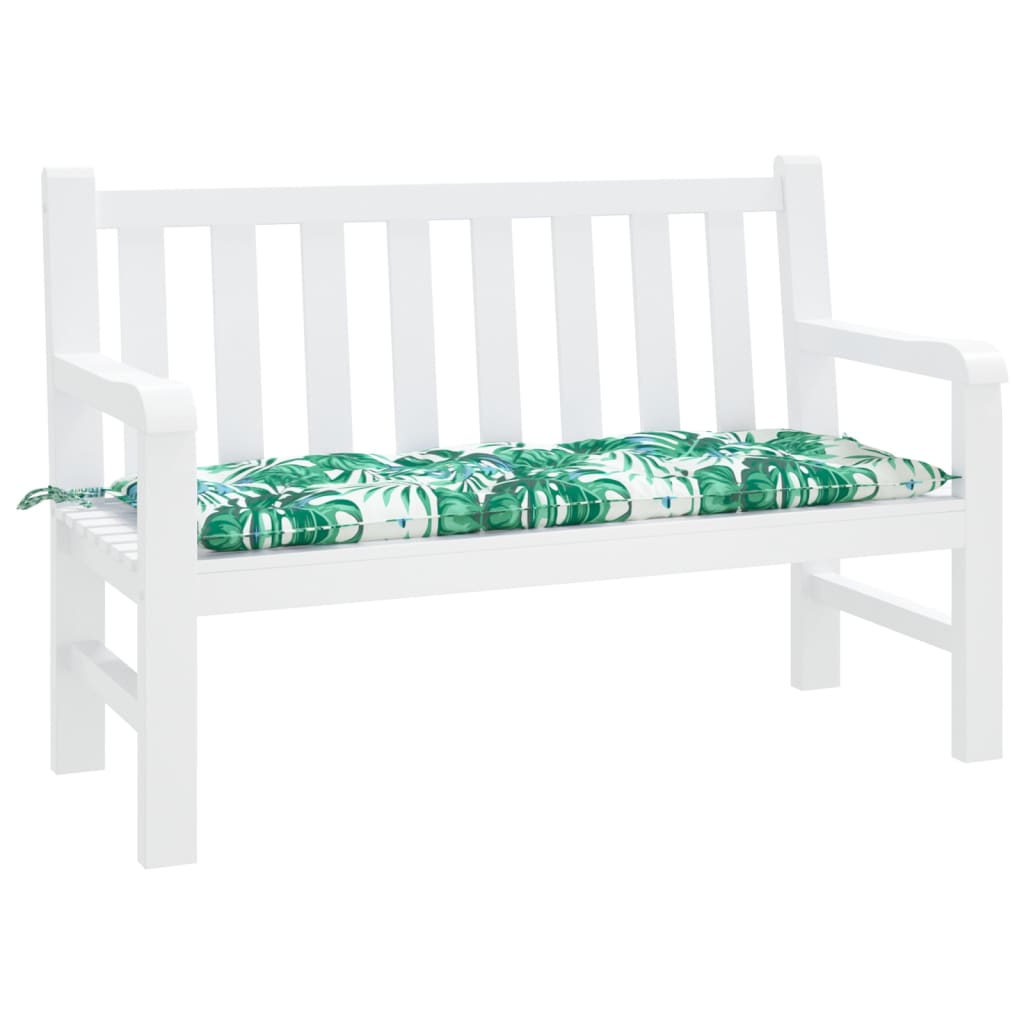 Coussin de banc de jardin à motif de feuilles 120x50x7 cm Tissu Oxford