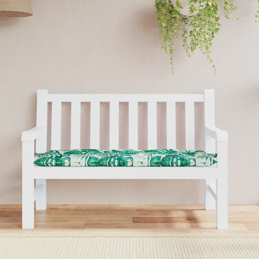 Coussin de banc de jardin à motif de feuilles 120x50x7 cm Tissu Oxford