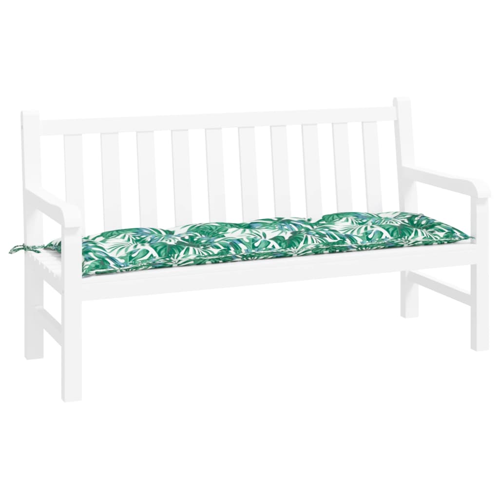 Coussin de banc de jardin motif feuilles 150x50x7 cm Tissu Oxford