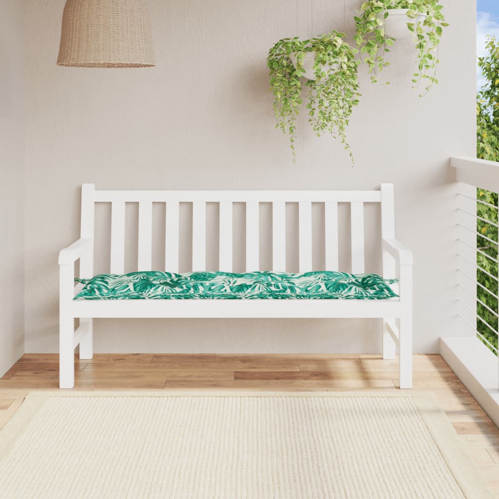 Coussin de banc de jardin motif feuilles 150x50x7 cm Tissu Oxford