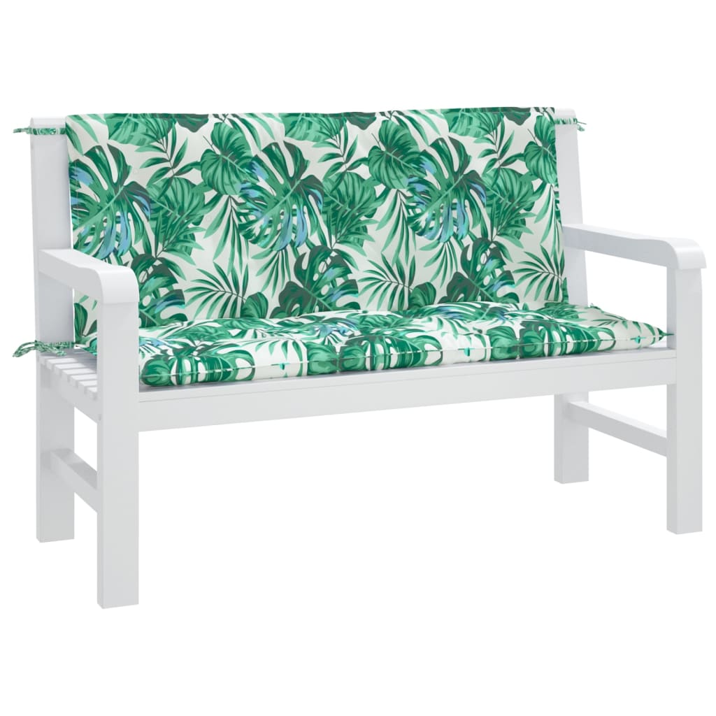 Garden Bench Cushions 2 pcs. Leaf Pattern 120x50x7cm Oxford Fabric