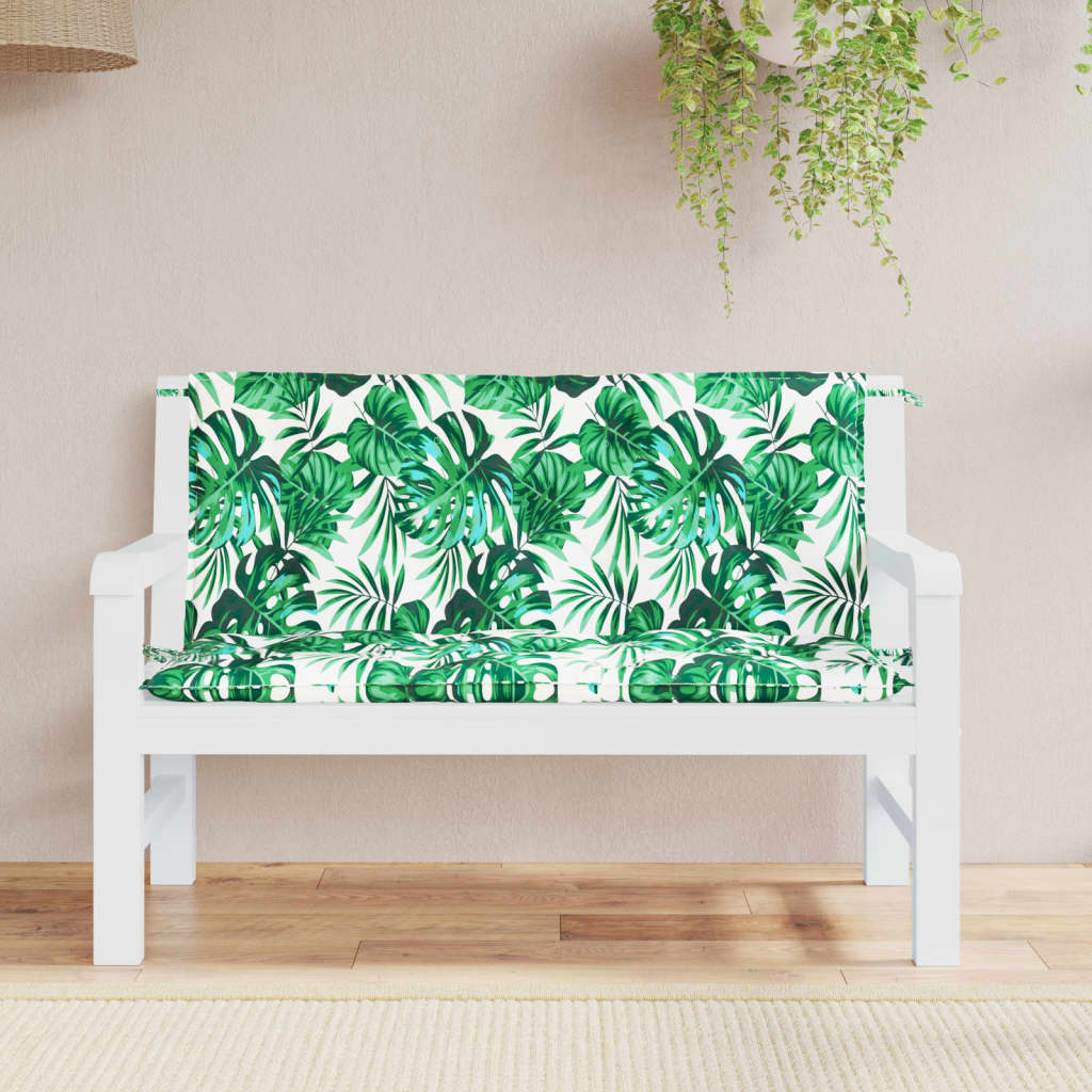 Garden Bench Cushions 2 pcs. Leaf Pattern 120x50x7cm Oxford Fabric