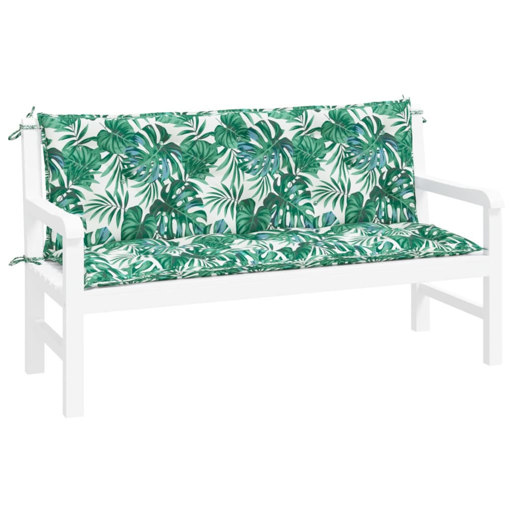 Garden bench cushions 2 pcs. leaf pattern 150x50x7cm Oxford fabric