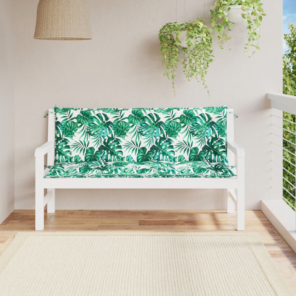 Garden bench cushions 2 pcs. leaf pattern 150x50x7cm Oxford fabric