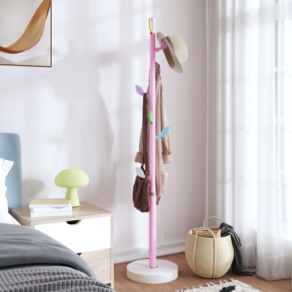 Porte-manteau rose 172 cm en fer thermolaqué