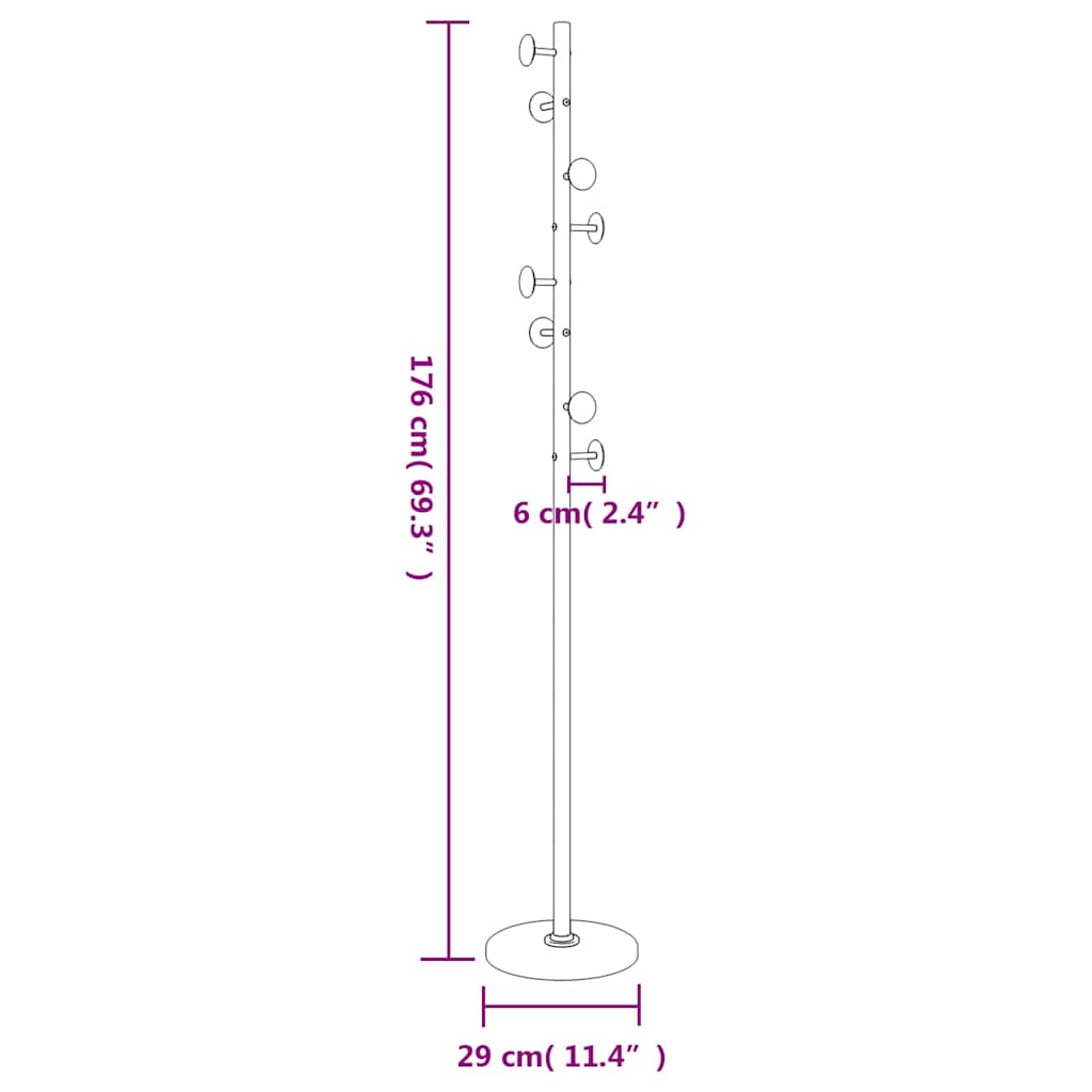 Portemanteau noir 176 cm en fer thermolaqué
