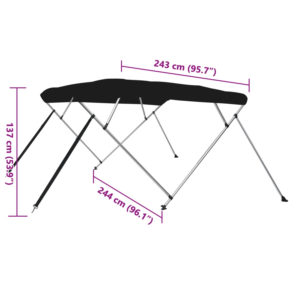 4-Bow Bimini-Top Schwarz 243x244x137 cm