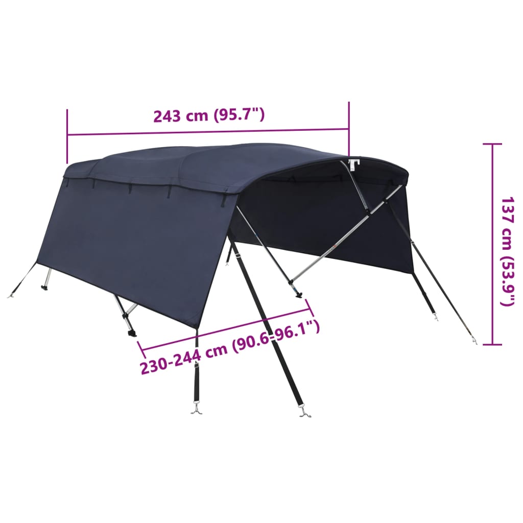 Capote Bimini 4 arceaux avec parois latérales 243x(230-244)x137 cm