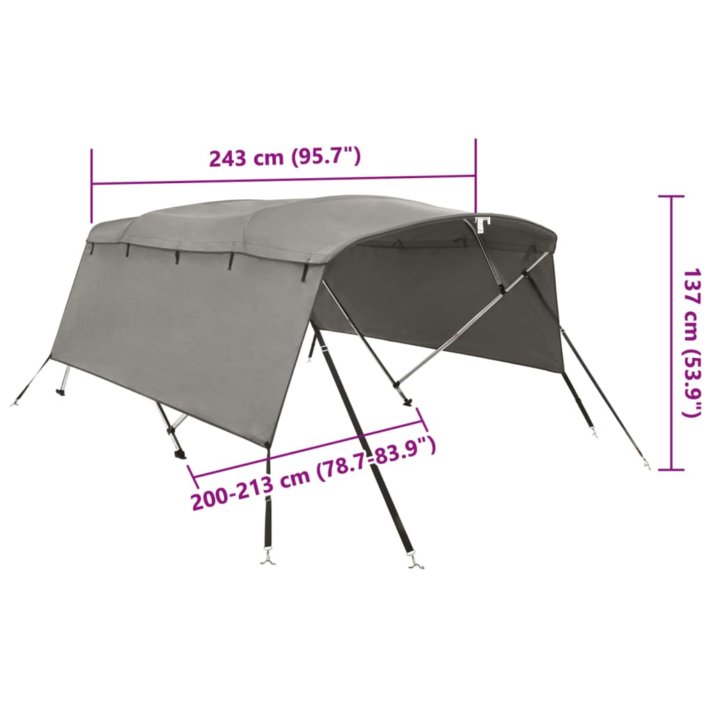 4-Bow Bimini-Top mit Seitenteilen 243x(200-213)x137 cm