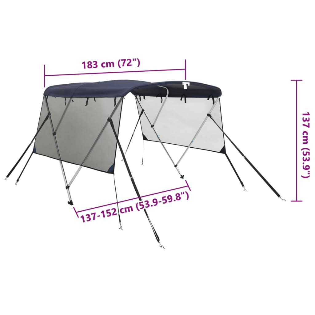 Bimini-Top 3 arceaux avec parois latérales en maille 183x(137-152)x137 cm