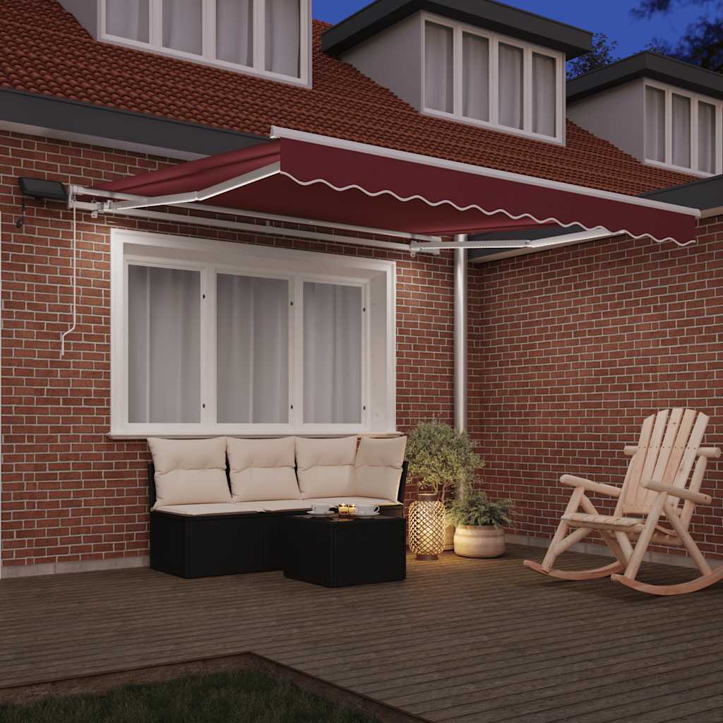 Markise Manuell mit LED Weinrot 300x250 cm
