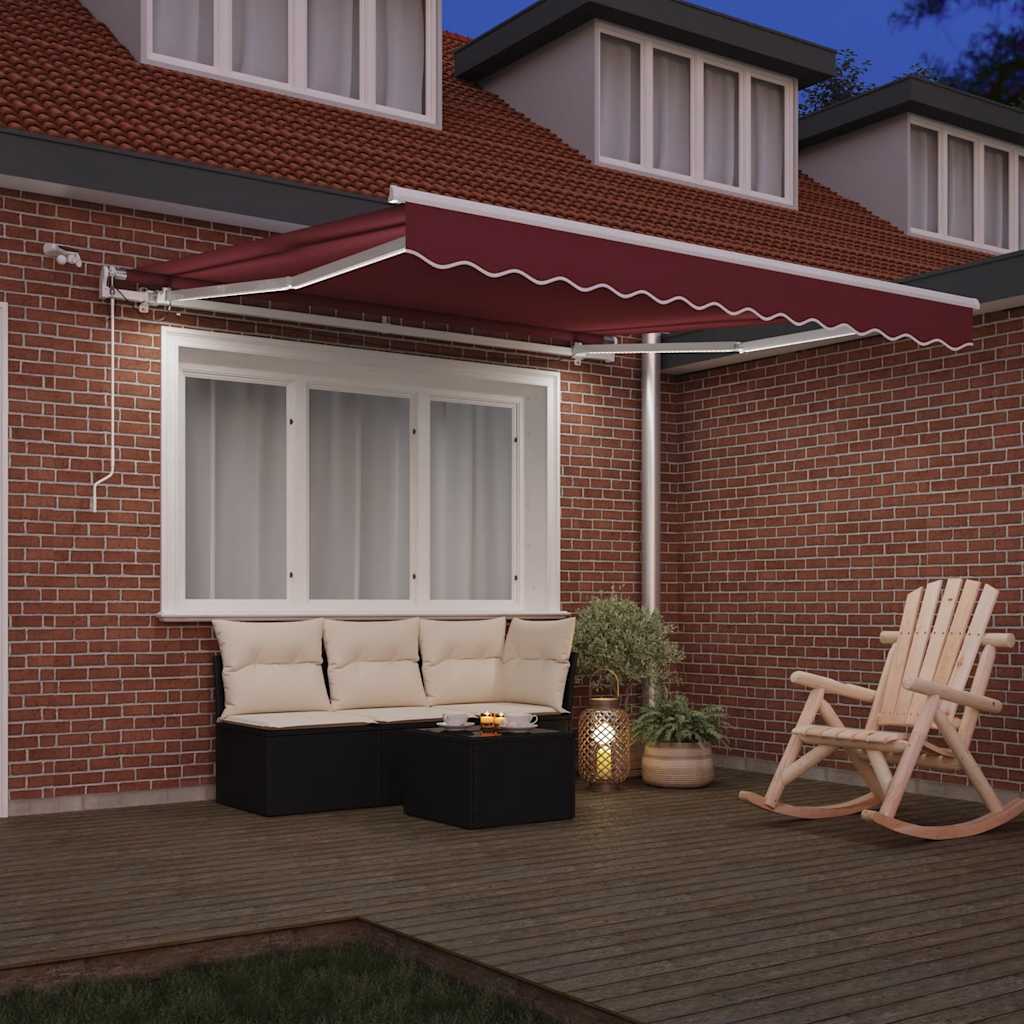 Markise Automatisch mit LED Weinrot 300x250 cm