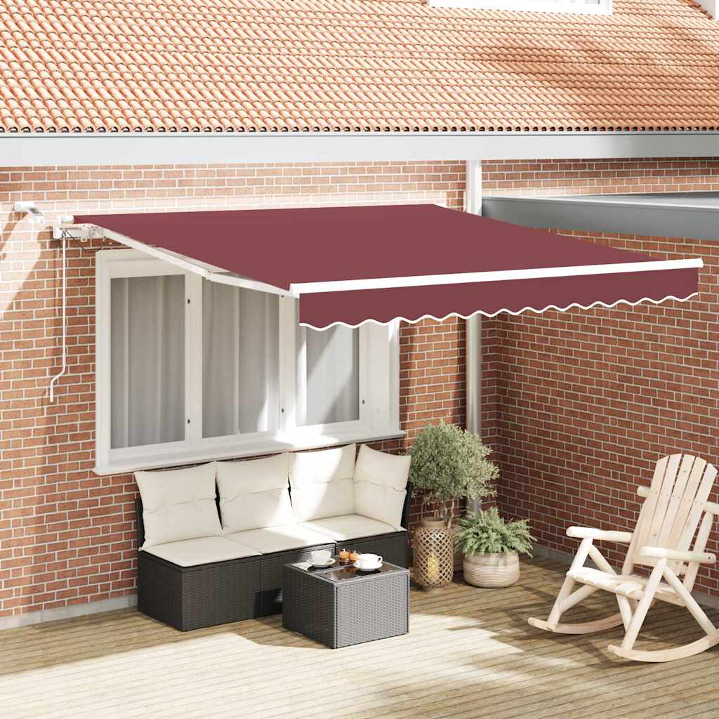 Markise Automatisch mit LED Weinrot 300x250 cm