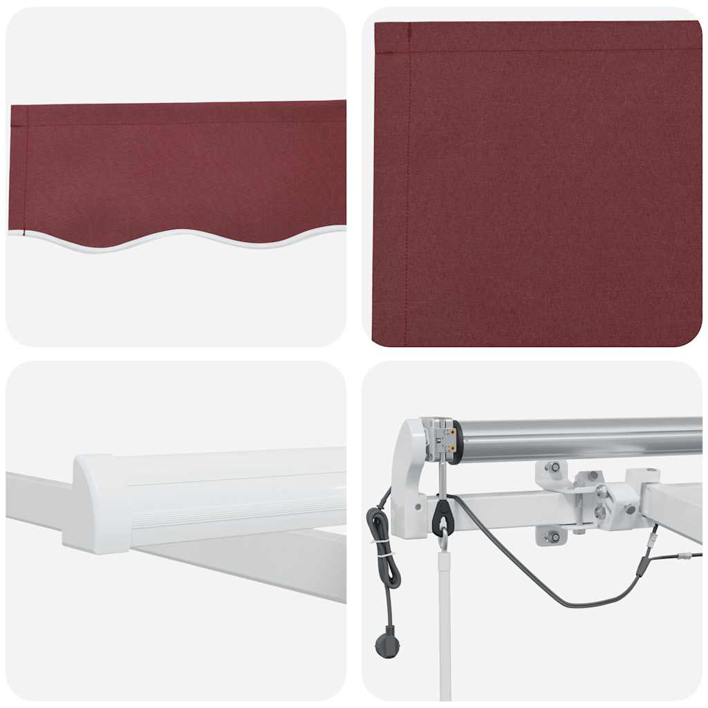 Markise Automatisch mit LED Weinrot 400x300 cm