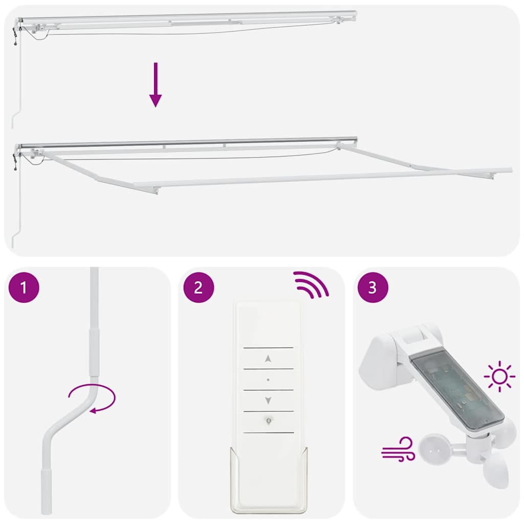 Markise Automatisch mit LED Weinrot 500x300 cm