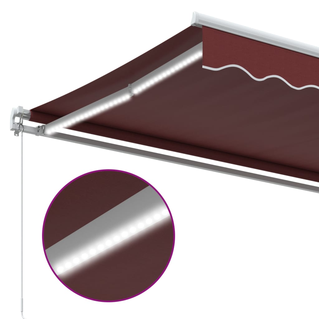 Markise Manuell mit LED Weinrot 450x350 cm