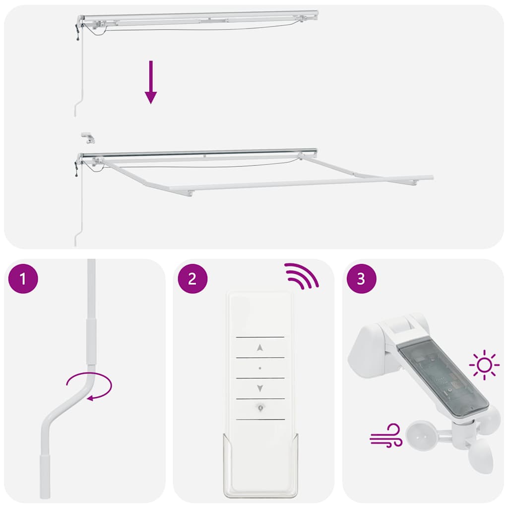 Markise Automatisch mit LED Braun 300x250 cm