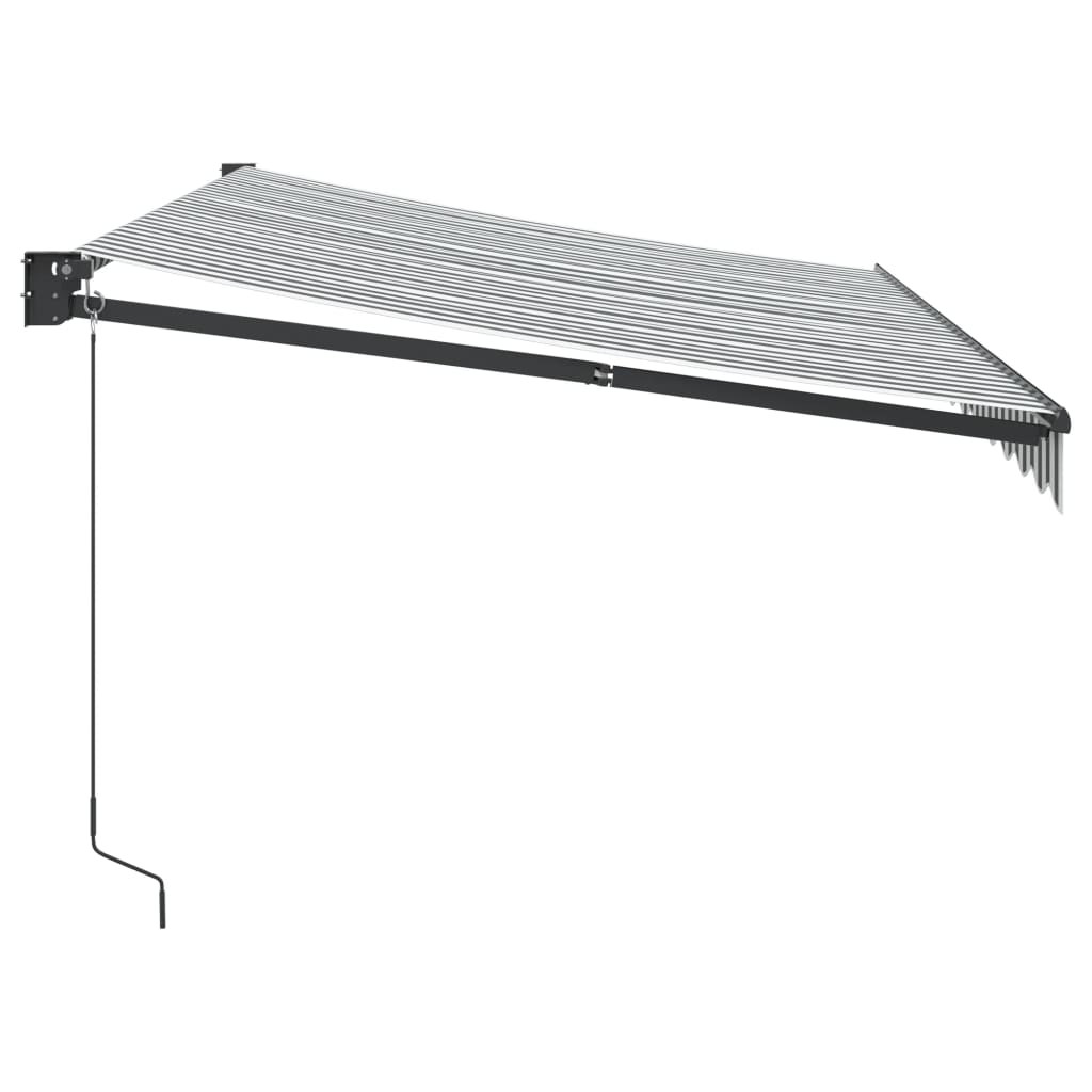 Markise Einziehbar Anthrazit & Weiß 3,5x2,5 m Stoff & Aluminium